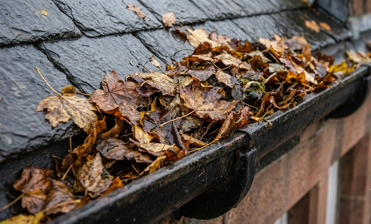 Gutter filled with debris
